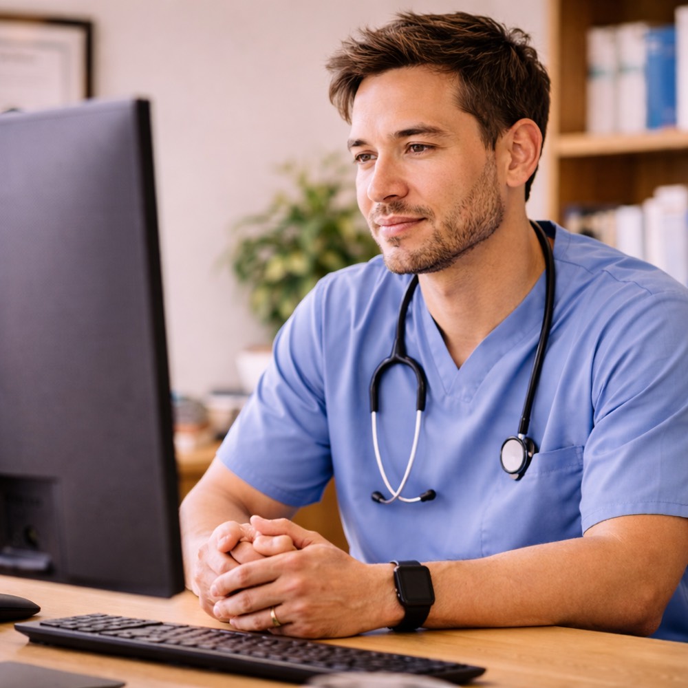 Clinician reviewing a dashboard