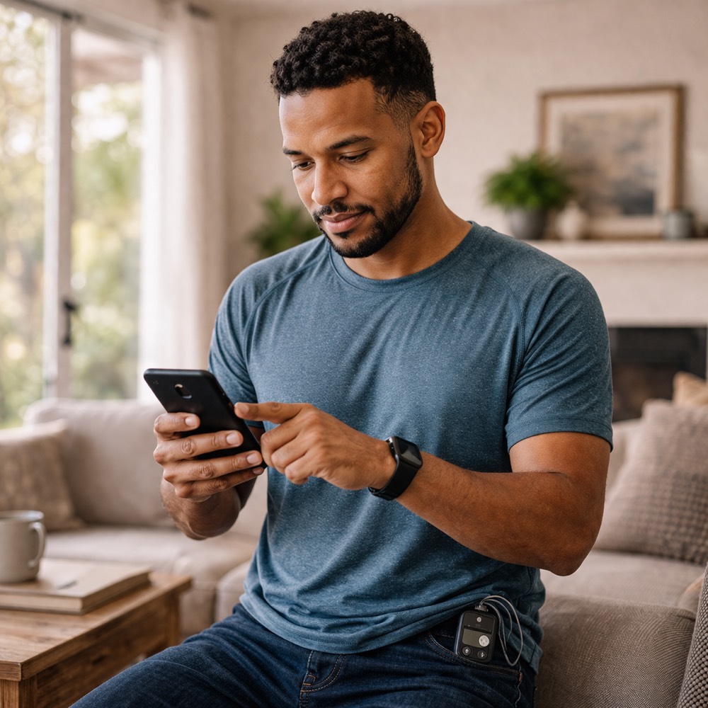 Man connecting his devices